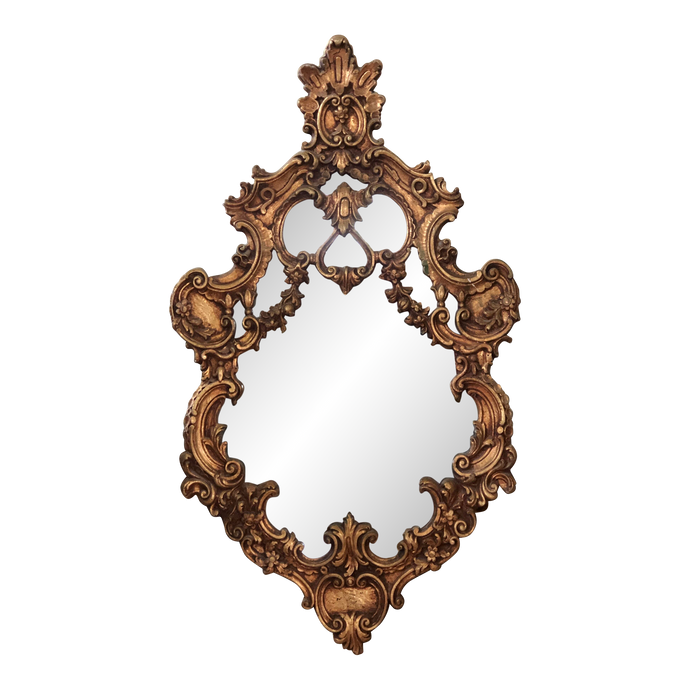 1960s Large Gilded Rococo Style Gold Wall Mirror